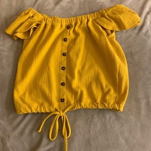 Yellow off the shoulder shirt